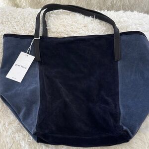 Graf Lantz Navy Suede Two-Tone Tote